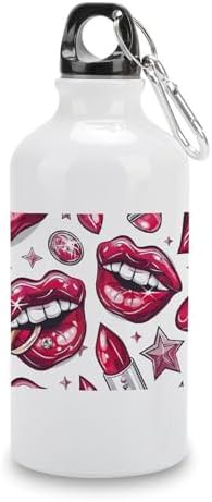 400ml Aluminum Sports Water Bottle Cartoon Style Lips Printed Large