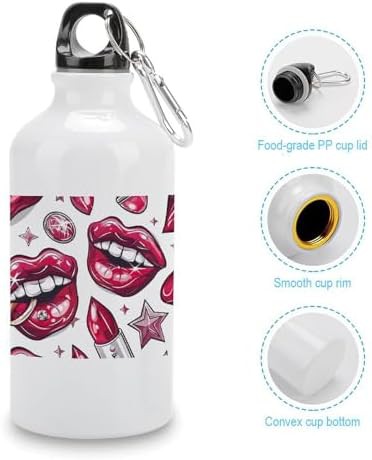 400ml Aluminum Sports Water Bottle Cartoon Style Lips Printed Large — photo 5
