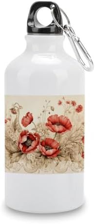 400ml Aluminum Sports Water Bottle Poppies And Lace Printed Large