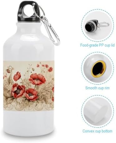 400ml Aluminum Sports Water Bottle Poppies And Lace Printed Large — photo 5