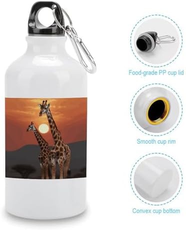 400ml Aluminum Sports Water Bottle Giraffe at Sunset Printed Large — photo 5