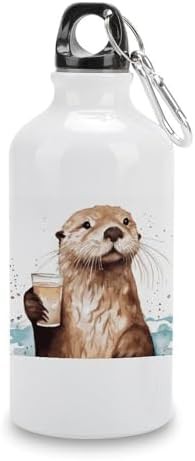 400ml Aluminum Sports Water Bottle Sea Otter Printed Large Capacity
