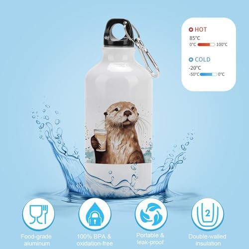400ml Aluminum Sports Water Bottle Sea Otter Printed Large Capacity — photo 4