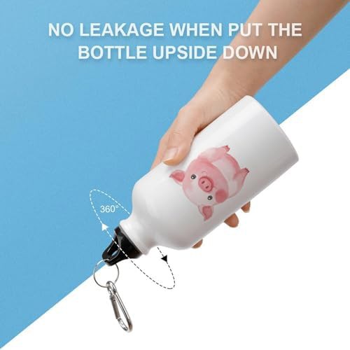 400ml Aluminum Sports Water Bottle Lovely Pink Pig Printed Large — photo 3