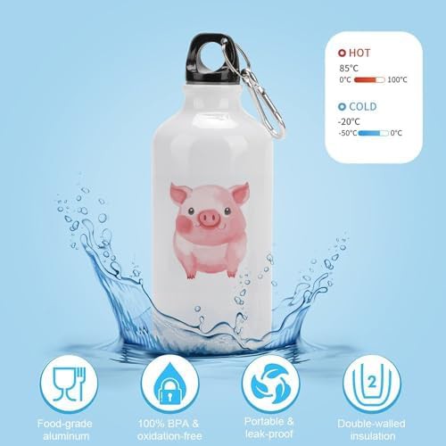 400ml Aluminum Sports Water Bottle Lovely Pink Pig Printed Large — photo 4