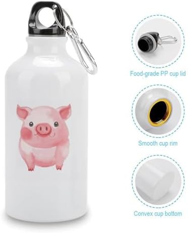 400ml Aluminum Sports Water Bottle Lovely Pink Pig Printed Large — photo 5