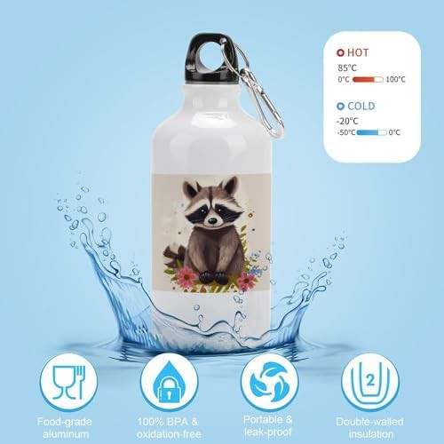 400ml Aluminum Sports Water Bottle Raccoon Printed Large Capacity — photo 4