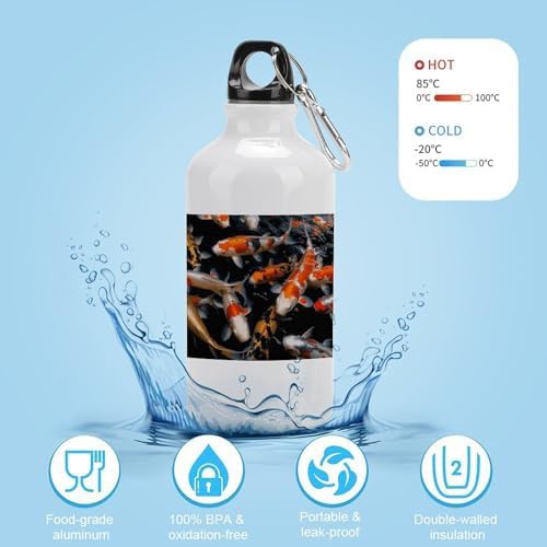 400ml Aluminum Sports Water Bottle Japan Fancy Carp Fishes Printed — photo 4