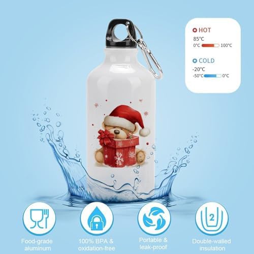 400ml Aluminum Sports Water Bottle Santa Hat Gift And Merry — photo 4