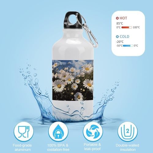 400ml Aluminum Sports Water Bottle Beautiful Daisies Printed Large — photo 4
