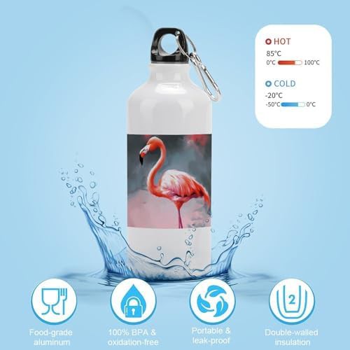 600ml Aluminum Sports Water Bottle Painting Flamingo Printed Large — photo 4