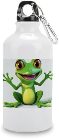 400ml Aluminum Sports Water Bottle Green Frog Printed Large
