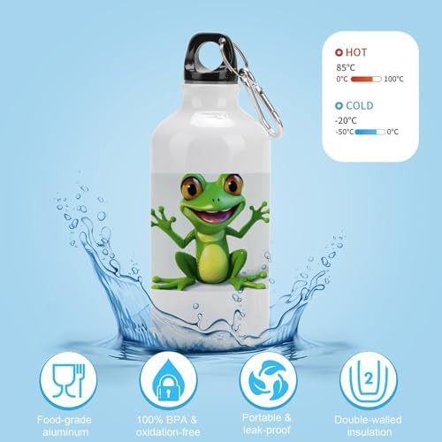 400ml Aluminum Sports Water Bottle Green Frog Printed Large — photo 4