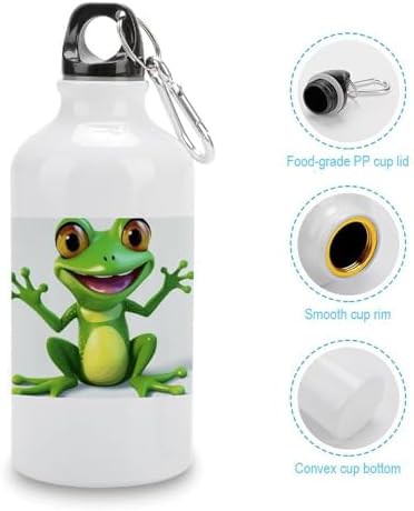 400ml Aluminum Sports Water Bottle Green Frog Printed Large — photo 5