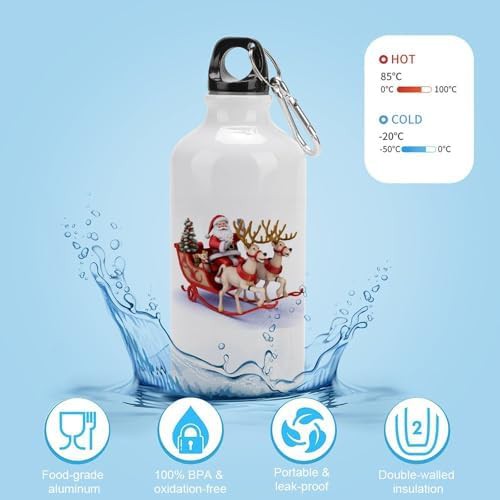 400ml Aluminum Sports Water Bottle Santa Claus Reindeer Sled — photo 4