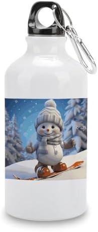 400ml Aluminum Sports Water Bottle Cute Snowboard Snowman Printed