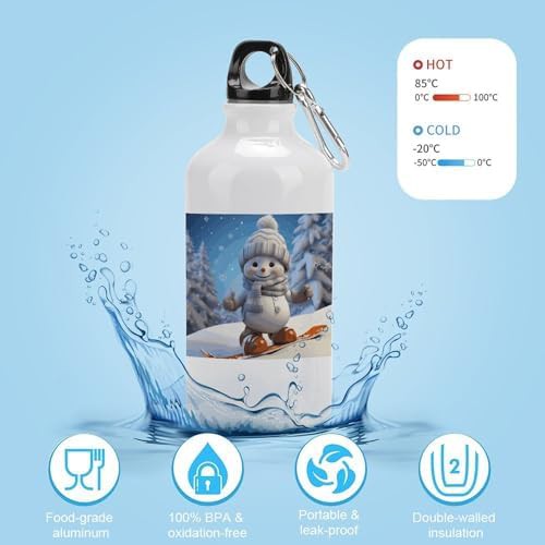 400ml Aluminum Sports Water Bottle Cute Snowboard Snowman Printed — photo 4