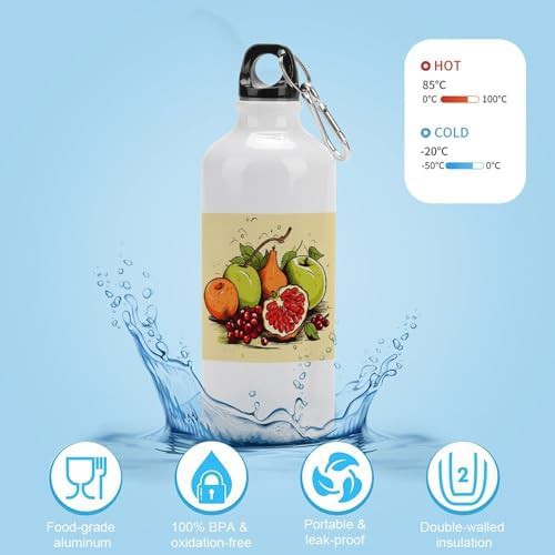 600ml Aluminum Sports Water Bottle Fruit Painting Style Printed — photo 4