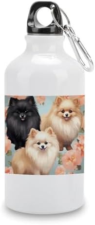 400ml Aluminum Sports Water Bottle Pomeranians Pattern Printed