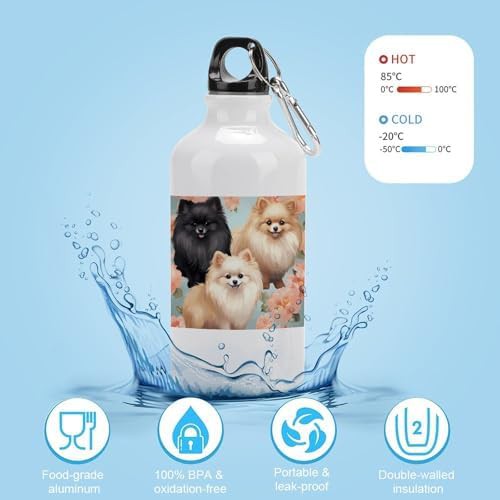 400ml Aluminum Sports Water Bottle Pomeranians Pattern Printed — photo 4