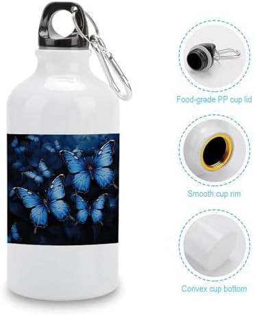 400ml Aluminum Sports Water Bottle Dark Blue Butterflies Printed — photo 5