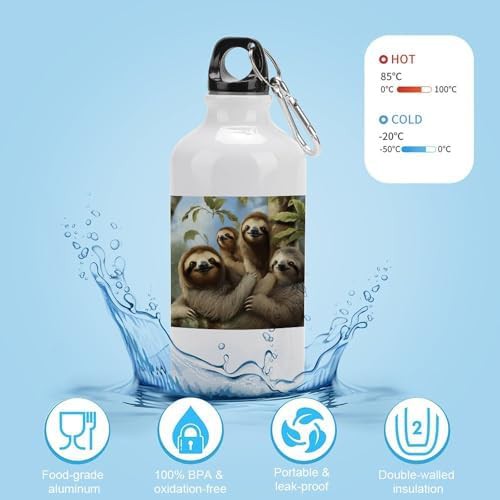 400ml Aluminum Sports Water Bottle Sloth Family Printed Large — photo 4
