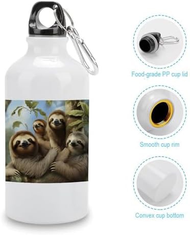 400ml Aluminum Sports Water Bottle Sloth Family Printed Large — photo 5