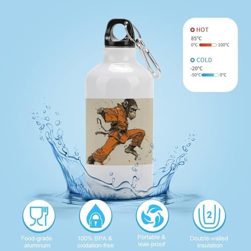400ml Aluminum Sports Water Bottle Orange Shirt Monkey Printed — photo 4