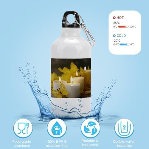 400ml Aluminum Sports Water Bottle Yellow Butterfly with White — photo 4