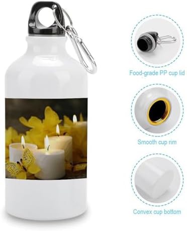 400ml Aluminum Sports Water Bottle Yellow Butterfly with White — photo 5
