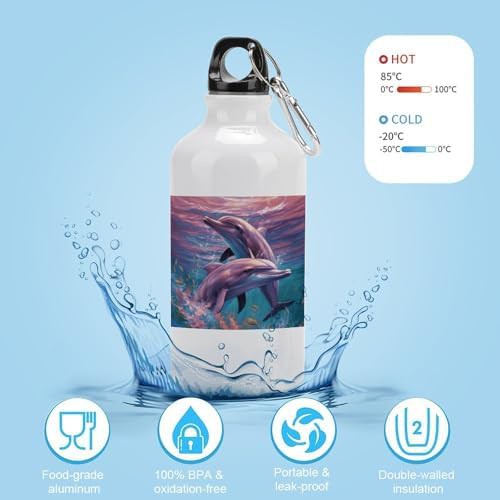 400ml Aluminum Sports Water Bottle Dolphins Art Printed Large — photo 4