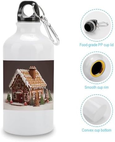 400ml Aluminum Sports Water Bottle Gingerbread House Printed Large — photo 5