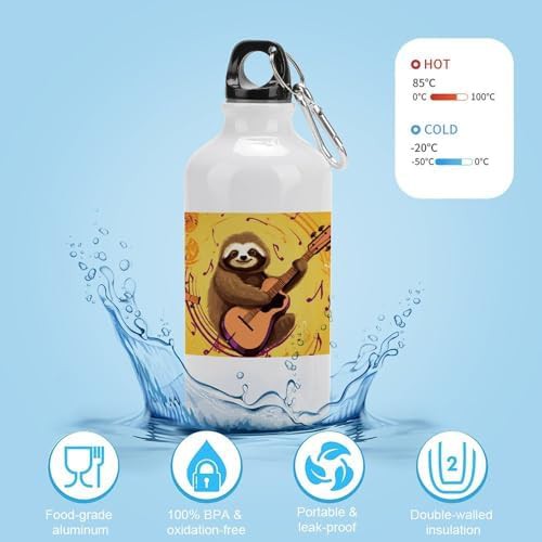 400ml Aluminum Sports Water Bottle Music And Sloth Printed Large — photo 4