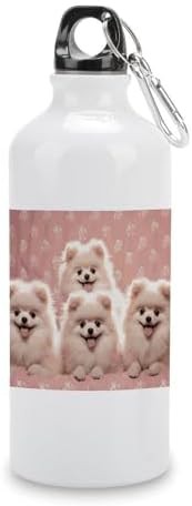 600ml Aluminum Sports Water Bottle Pomeranians Puppies Printed
