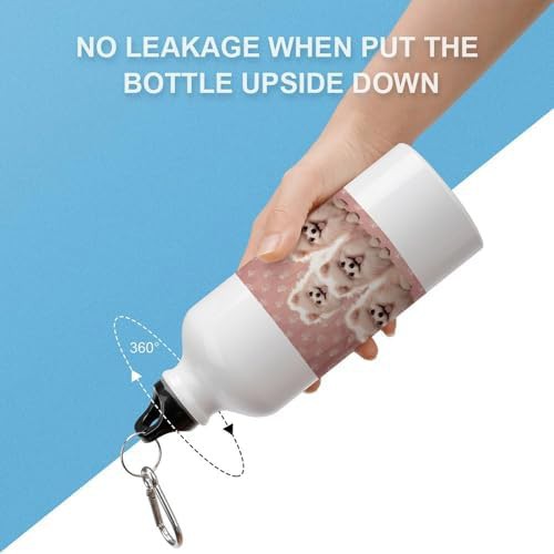 600ml Aluminum Sports Water Bottle Pomeranians Puppies Printed — photo 3
