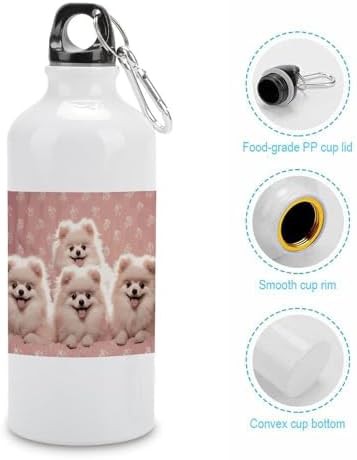 600ml Aluminum Sports Water Bottle Pomeranians Puppies Printed — photo 5