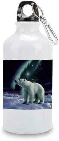 400ml Aluminum Sports Water Bottle Polar Bears Northern Lights