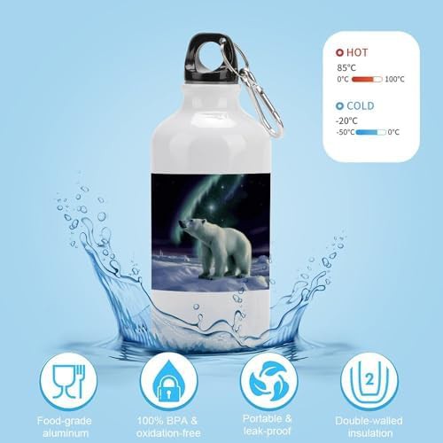 400ml Aluminum Sports Water Bottle Polar Bears Northern Lights — photo 4
