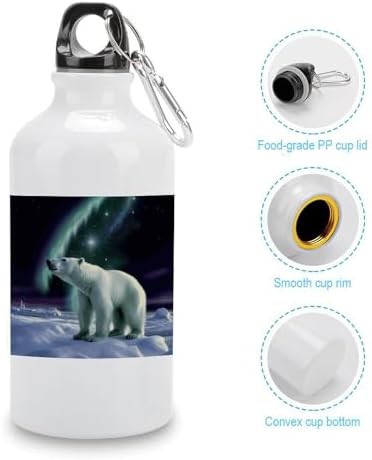 400ml Aluminum Sports Water Bottle Polar Bears Northern Lights — photo 5