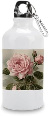 400ml Aluminum Sports Water Bottle Vintage Pink Rose Printed Large