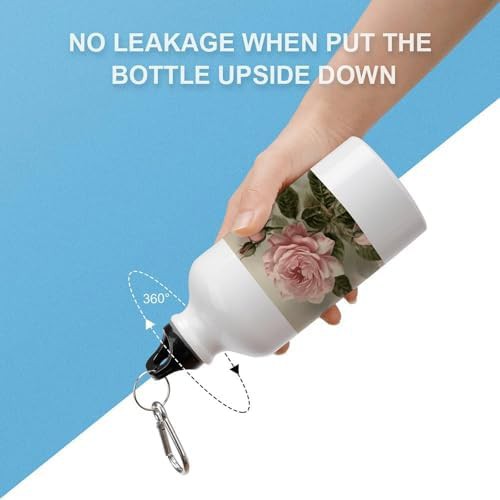 400ml Aluminum Sports Water Bottle Vintage Pink Rose Printed Large — photo 3