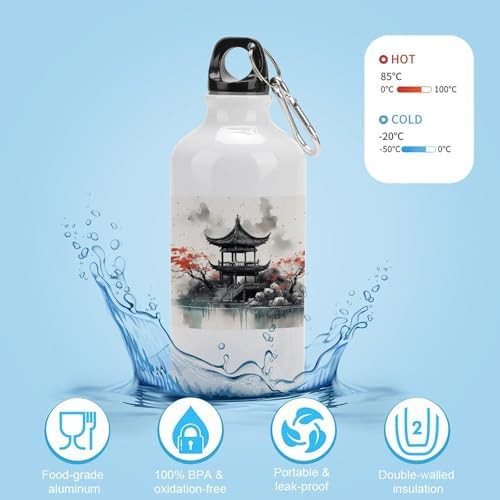 400ml Aluminum Sports Water Bottle Chinese Ink Painting Printed — photo 4
