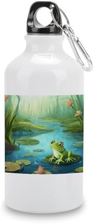 400ml Aluminum Sports Water Bottle Frog in A Pond Printed Large