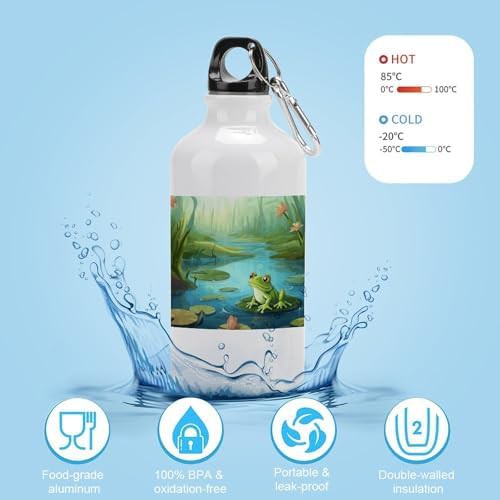 400ml Aluminum Sports Water Bottle Frog in A Pond Printed Large — photo 4
