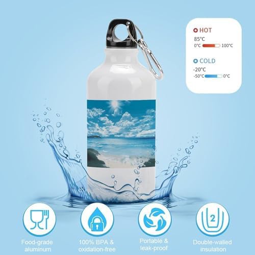 400ml Aluminum Sports Water Bottle Tropical Seascape Printed Large — photo 4