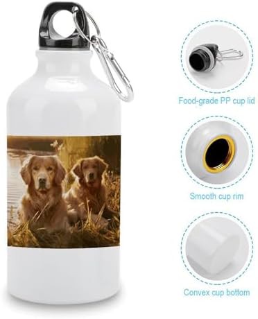 400ml Aluminum Sports Water Bottle Two Golden Retrievers Printed — photo 5