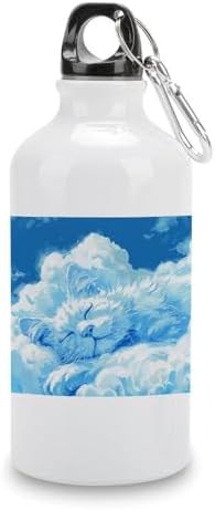 400ml Aluminum Sports Water Bottle Cat Shaped Cloud Printed Large