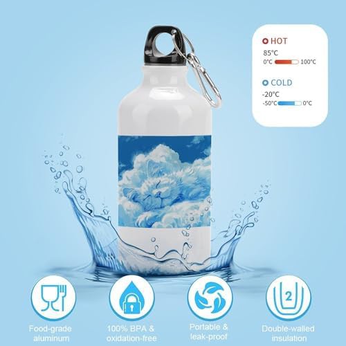 400ml Aluminum Sports Water Bottle Cat Shaped Cloud Printed Large — photo 4