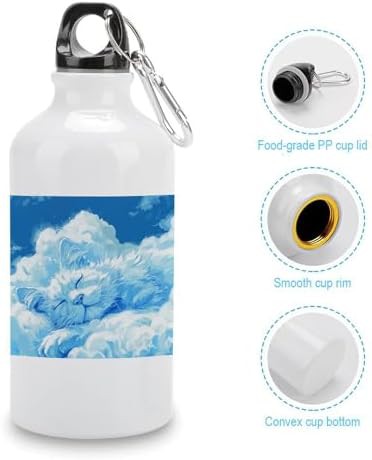 400ml Aluminum Sports Water Bottle Cat Shaped Cloud Printed Large — photo 5