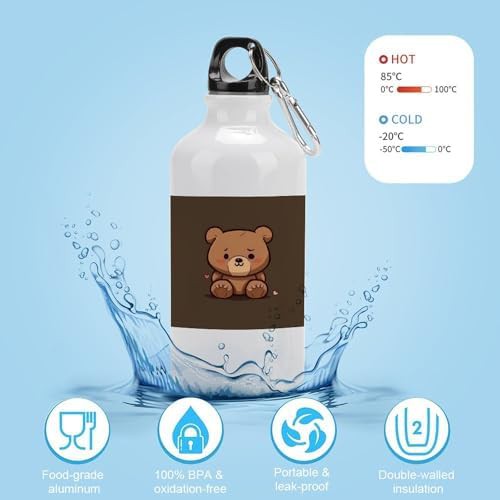 400ml Aluminum Sports Water Bottle Cartoon Brown Cute Bear Printed — photo 4